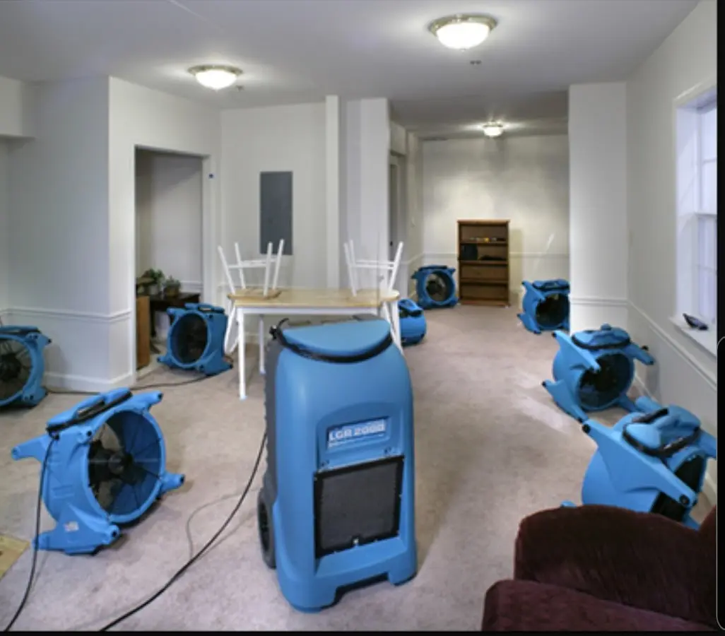 Air movers and dehumidifier setup for Water Extraction & Removal in Willow Park